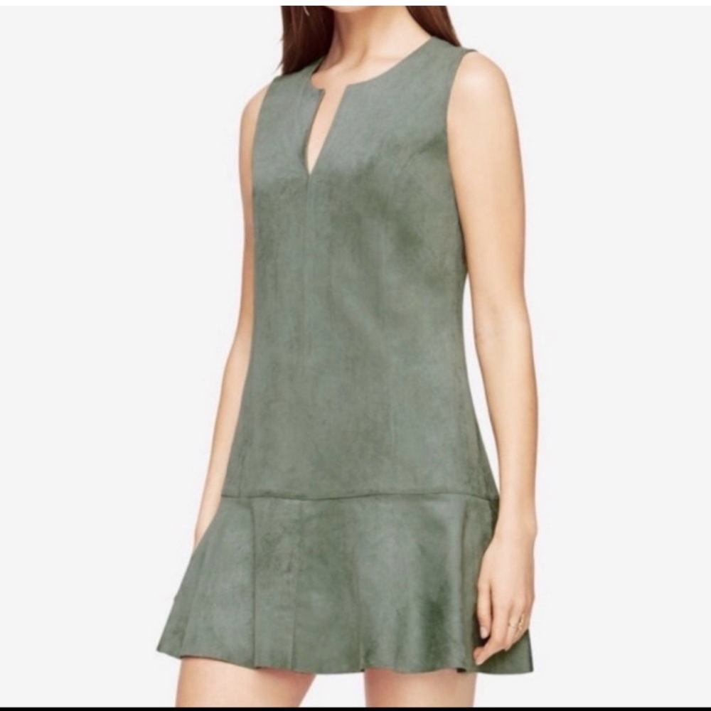 BCBGMaxAzria Sage Green Faux-Suede Mini Dress